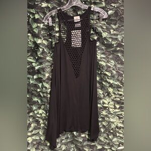 Lily Bleu Beach Tank Top Sheer Mesh Front Flowy Sides Black Womens Small New